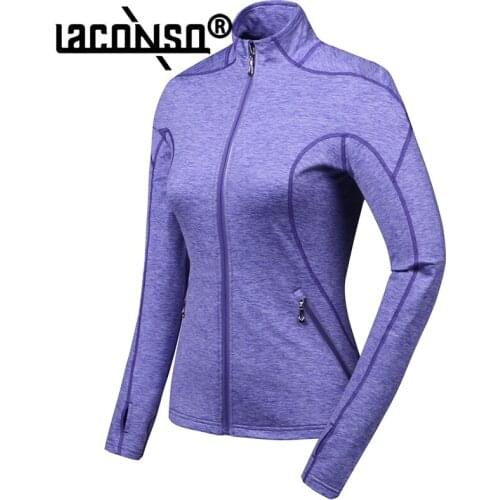 LACONSO Womens Jackets Sports Coat Fitness Uniform Yoga Runing Workout Gym Female Light Long Exercise Free Deals Windbreaker
