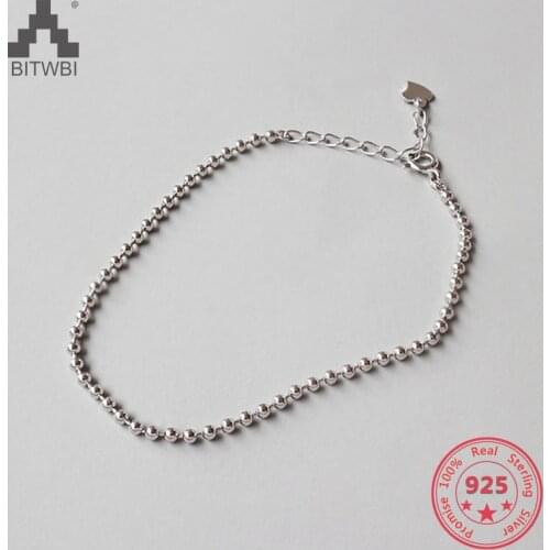 Authentic 925 Sterling Silver Jewelry Classic 2mm Small Round Beads Bracelets for Women