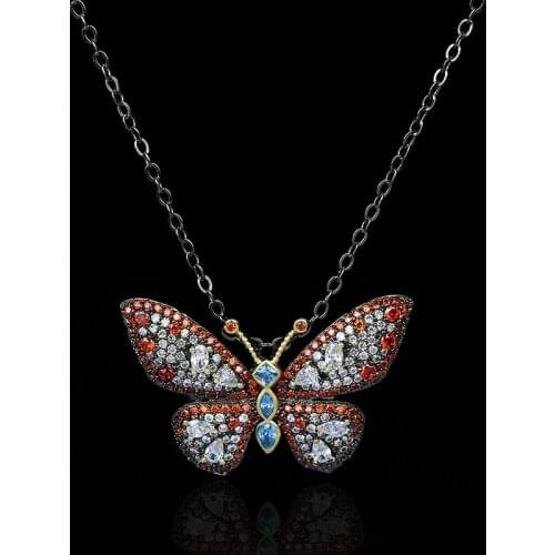 925 Silver Womens Necklace Luxury Color Butterfly Ladies Pendant Handmade Womens Jewelry Wedding Accessories