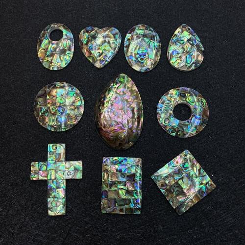 Abalone Shell Beads Love Heart Shaped Cross Faceted Necklace Earring Pendant Used for DIY Jewelry Making Fashion Accessories