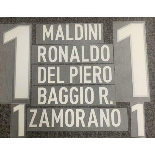 1998 Italy Nameset Ronaldo Maldini Del Piero Baggio Zamorano Printing Customize Any Name Name Number Iron On Patches