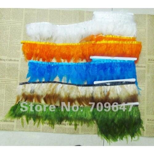 2Meters/Lot Height 4-9cm Multicolor Rooster Hackle Feather Fringe 9 Colours Available,Hackle Feathers,Chicken Feathers