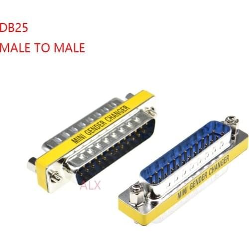 2PCS DB25 25pin MALE to male serial port CONNECTOR D-Sub COM CONNECTORS 25 pin 25p Mini Gender Changer Adapter
