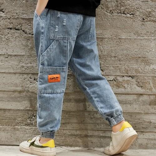 2021 New Spring and Autumn Boys Jeans, Childrens Casual Korean Fashion Pants Fall Clothes for Kids Kids Clothes