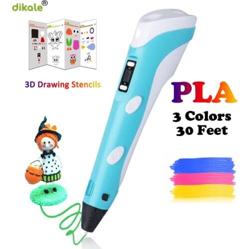 Dikale 3D Pen LED Display Screen 2nd Generation 3D Printer Pen Drawing Painting Pen 1.75mm PLA Birthday Gift for children