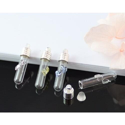 5PCS Heart Vials Pendant Name On Rice Art glass bottle necklace pendant Glass Bottle Charms DIY Pendant Charms