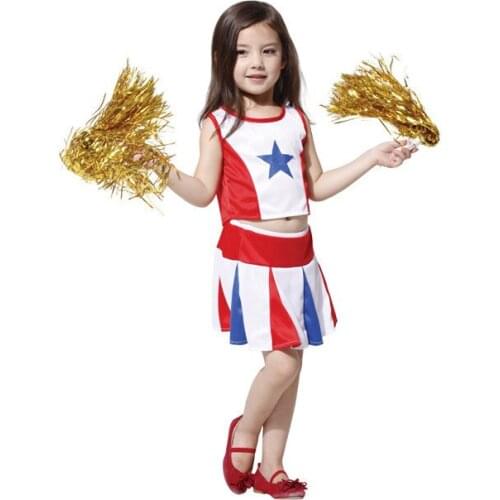 Free shipping 2018Quanzhou Walso Hot Sell white and yellow kids cheerleader costume for girls modern girls dresses dance costume