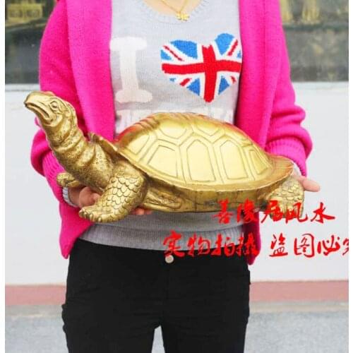 50CM large Huge home Porch lobby efficacious Protection efficacious Mascot thriving business bronze GOLDEN turtle FENG SHUI art