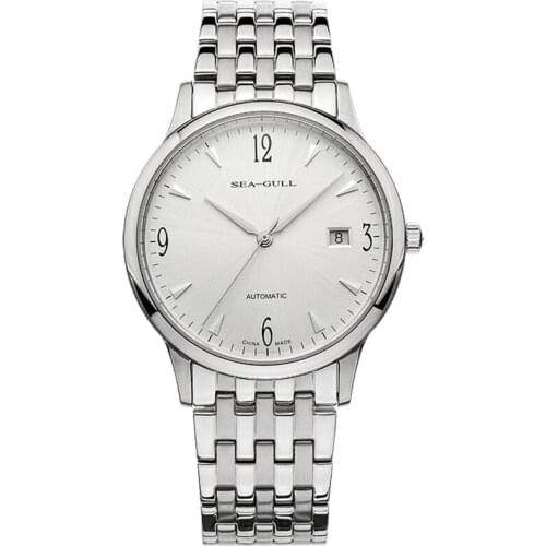 Seagull Thin 10mm Dress Mechanical Watch Auto Date Sunburst Effect Dial Automatic Self Wind Mens Watch 816.357 Movement ST18