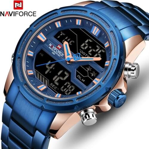 NAVIFORCE Mens Watches Top Brand Luxury Fashion Analog Digital Dual Display Watch Men Casual Military Sport Quartz Wrist Watch