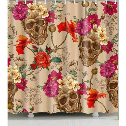 Skull head waterproof fabric bathroom durable fabric anti-mold bathroom pendant creative with 12 hooks