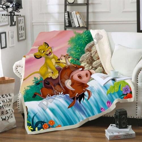 Kids Anime Lion King Simba 3D Blanket Fleece Cartoon Art Print Children Warm Bed Throw Blanket newborn bayby Blanket style-3