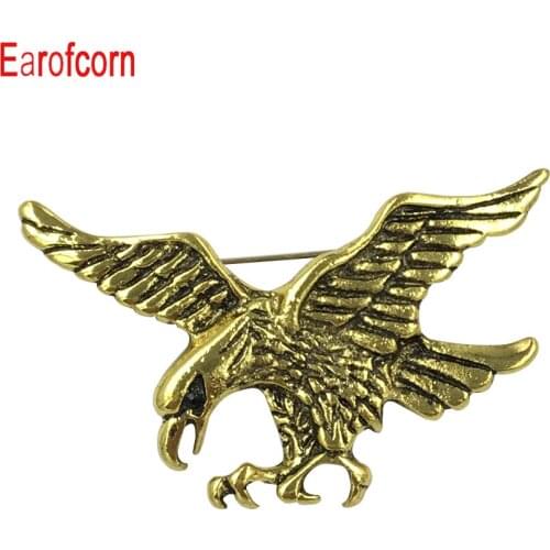 Earofcorn 2 Colors Fashion Retro Domineering Flying Eagle Brooches Exaggerated Animal Mens Accessories