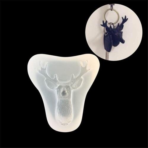 Cake Molding Molds Mirror 3D Deer Head Christmas Elk Deer Plaster DIY Fondant UV Resin Mold