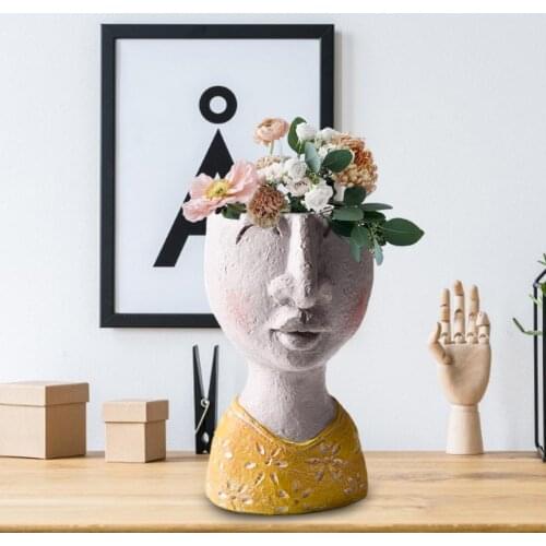 Art Portrait Flower Pot Vase Sculpture Resin Face Abstract Art Flower Pot Micro Landschap Flower Pot For Home Garden Decoration