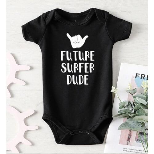 Future Surfer Dude Printed Fall Clothes for Kids Baby Shower Gifts Toddler Girl Costume Summer Infant Romper Children Jumpsuits