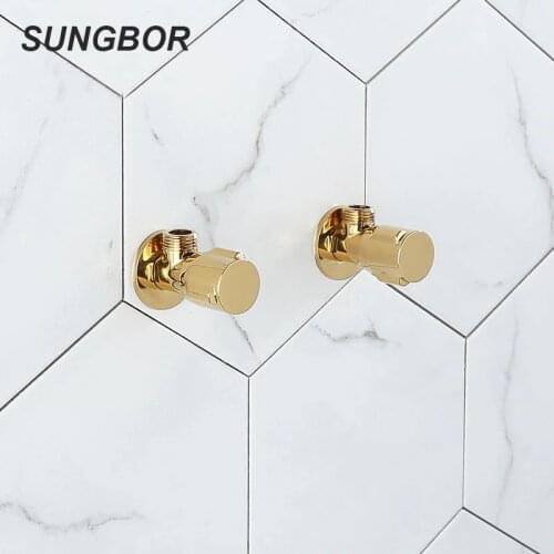 1/2" Male x 1/2" Male Thread Bathroom Brass Angle Stop Valve Golden Bathroom Accessories Three way Angle Valve JF-859K