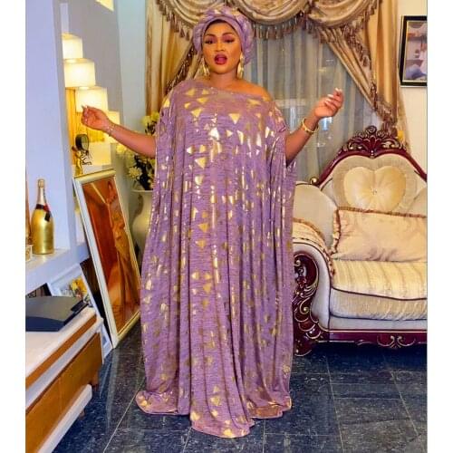 MCK African Abaya Dresses Maxi Long Loose Kaftan Purple Golden Gold Print Party Formal Lady Dresses Party Evening Clothing