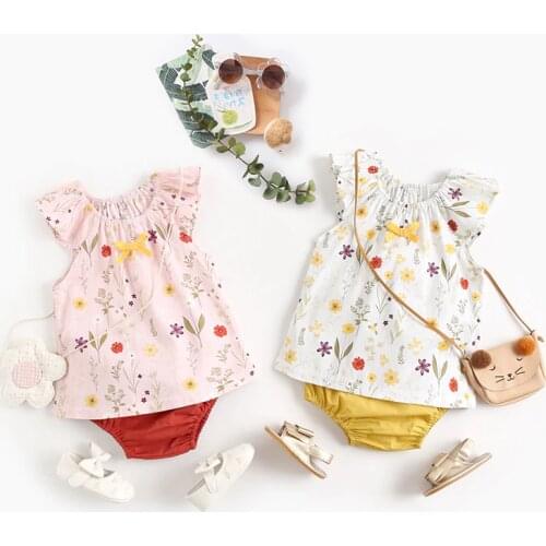 Menoea Baby Girls Clothes Sets 2021 New Summer Fashion Floral Cute Vest Shorts Outfits Infant Children Clothing Suit 0-2Y
