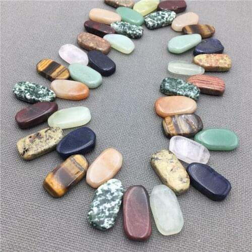MY0557 Mix Agates Gems Stone Beads Rectangle Shape Necklace Making Top Drilled Beads Slab 15.5 Inch Strand
