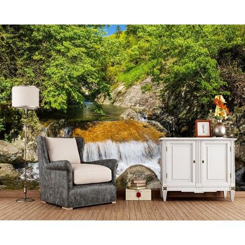 Papel de parede Waterfall forest natural 3d wallpaper mural,living room TV sofa wall bedroom wall papers home decor