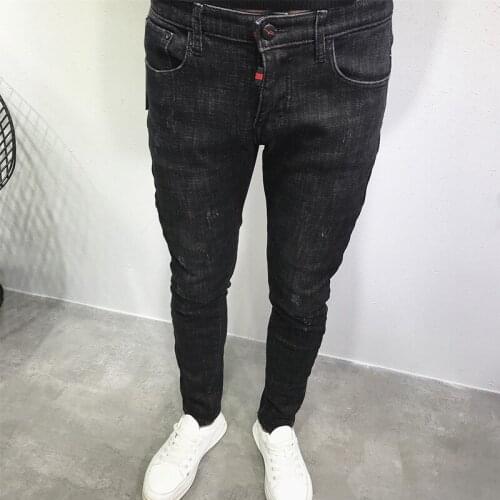 Autumn winter 2021 new Denim jeans mens Korean slim black retro feet pants brand all-match mens long teenager harem pants