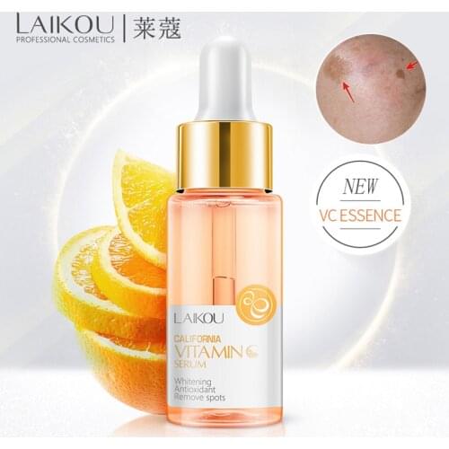 LAIKOU Vitamin C Whitening Facial Serum Remove Dark Circles Fade Freckles Spots Melanin Moisturizing Brightening Face Essence
