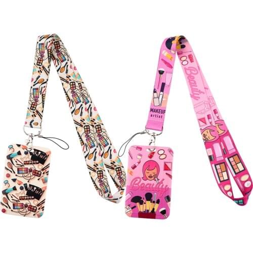 Ransitute R2259 Girl Cosmetics Makeup Artist Lanyard Card ID Holder Car KeyChain Gym Mobile Phone Badge Key Ring Holder Jewelry