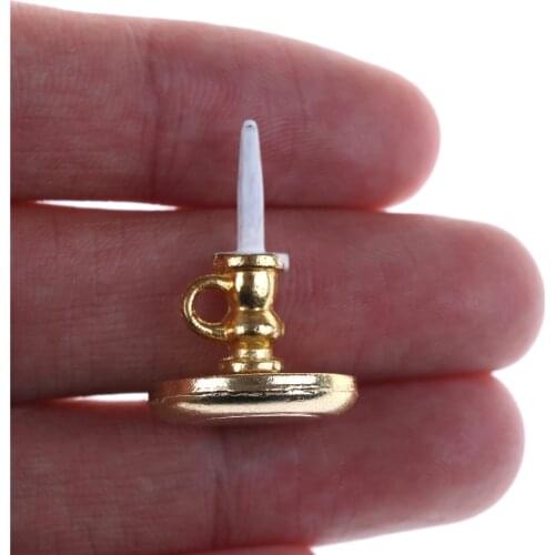 Retro 1:12 Scale Single Candlestick Candle Sconces Wall Lamp Miniature Doll House Decoration Accessory Light Model Gift for Doll