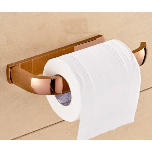 Luxury Rose Gold Brass Square Wall Mounted Bathroom Toilet Paper Roll Holder Bathroom Accessory mba872