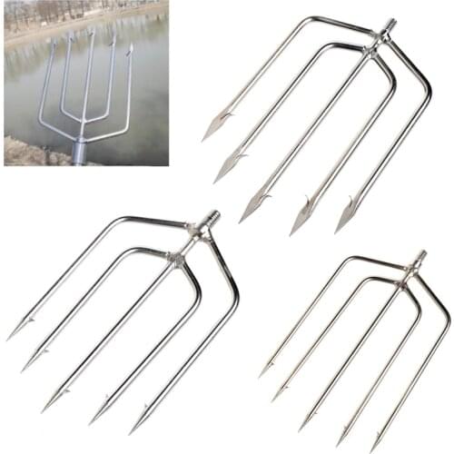 Stainless Steel Prong Harpoon Fish Fork Fishing Ice Breaker AccessoryTackleTool Diving Spear Gun Head Fishing Tools