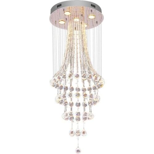 Crystal K9 Ceiling Lamps Trumpet Shape GU10 LED Stainless Steel Plate Modern Style Hanging Modern Light Fixture Chandelier
