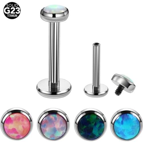 1Pc G23 Titanium Opal Lip Piercings Internal Thread Stud Rings Piercing Labret 16G 3mm 4mm Opal Dermal Anchor Tops Body Jewelry