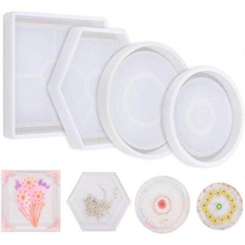 Hexagonal Round Square Coaster Silicone Planter Mould Diy Handmade Ceramic Clay Pot Mold Tea Coaster Home Decoration Making