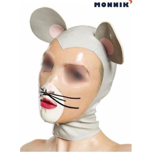 Shite Latex Maks Hood maks Rubber cosplay mouse Animal mask customized
