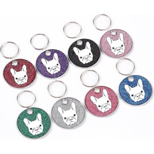 Dog Tags Dog Avatar Engraved Cat ID Name Puppy Dog Collar Tag Pendant Pet Accessories Random Color Pattern