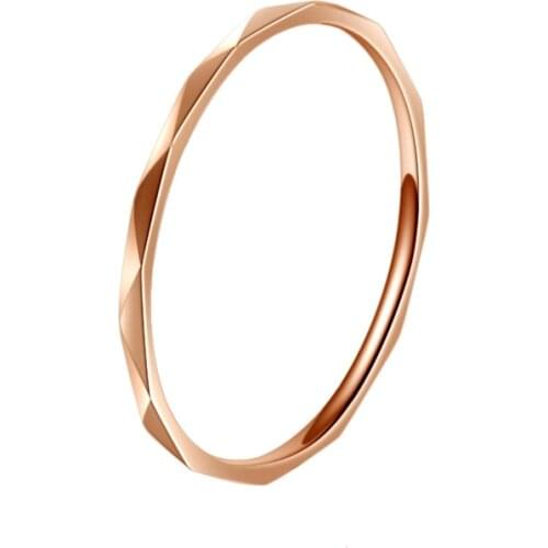 18KGP Rose Gold Color Titanium Steel Tiny Thin Rhombus Tail Rings Women Fashion 316L Stainless Jewelry (GR230)