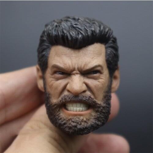 In Stock For Sale 1/6th Logan Uncle Wolf Angry Battle Version Male Head Sculpture For Usual 12inch Doll Action Figure