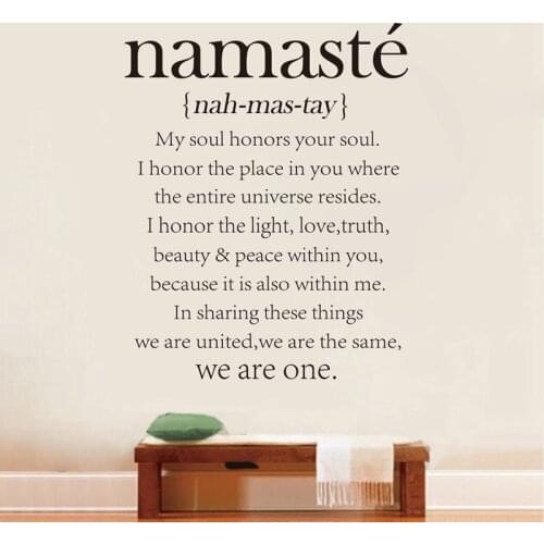 Free Shipping Namaste Definition Quote Vinyl Decal , Yoga Studio Decor Stickers