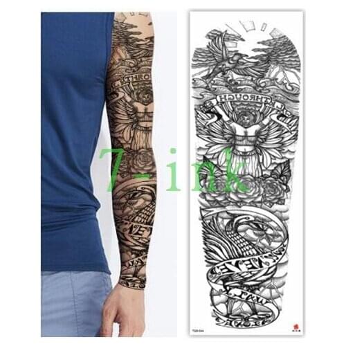 Waterproof Tattoos Sticker Full Arm tatue of Liberty flower God bird tattoo Water Transfer flash tatoo fake tattoo for men women