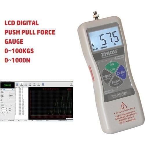 High Precision Digital LCD Display DS2-500N Push Force Gauge Push 500N 50KGS Pull Strength Tester Small Sensor Dynamometer