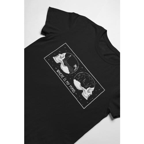 Where is my mind gothic skull t-shirt women 100% Cotton funny graphic quote street style Fashion unisex hipster tee top tshirt