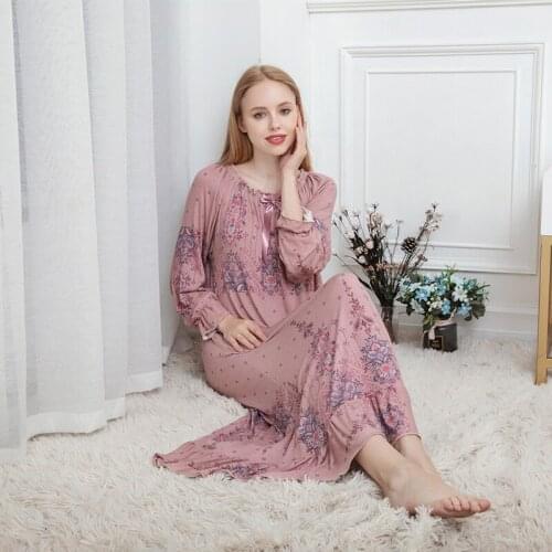 Women nightwear Plus size sexy sleepwear spring summer Modal Cotton night dress nightgown sleeping pink dress пижама 2020