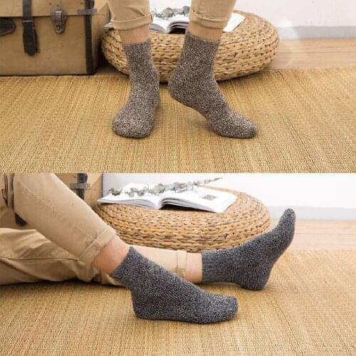 Winter Mens Super Thick Warm High Quality Harajuku Retro Snow Casual Antifreeze Wool Socks 3 Pairs