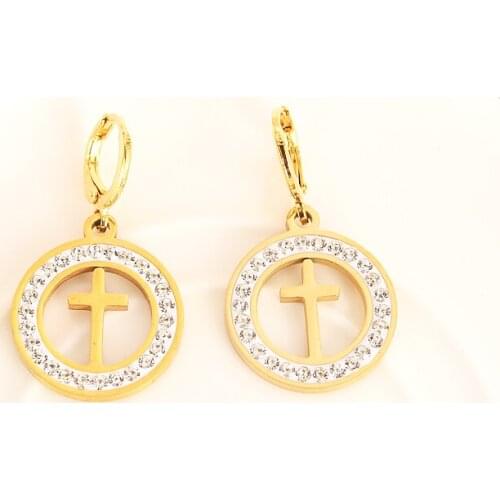 Gold Heart cross drop Earrings Women/Girl,Love Trendy fashion Jewelry for African/Arab/Middle Eastern kids children jesus gift