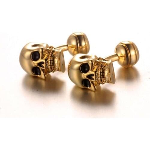 Gold Ghost Skeleton Skull Head Cufflinks Cuff Links For Costume Party Gift Copper Shirt Buttons Fashion Jewelry Wholesale 50pair