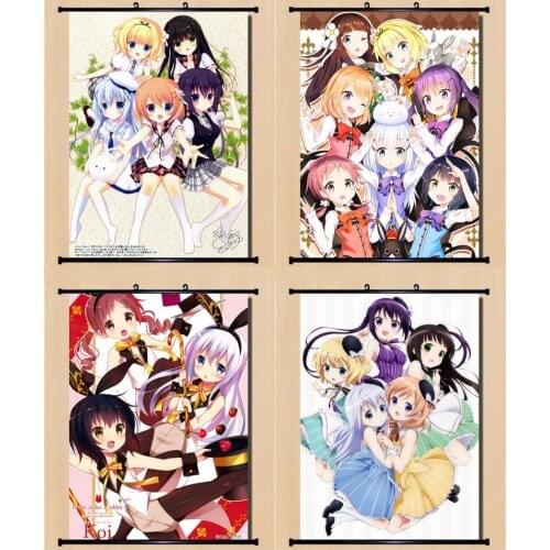 1pcs Anime Cartoon Is the order a rabbit? Printed Poster Scroll Picture Home Wall Decor Cosplay Prop Women Men Gift