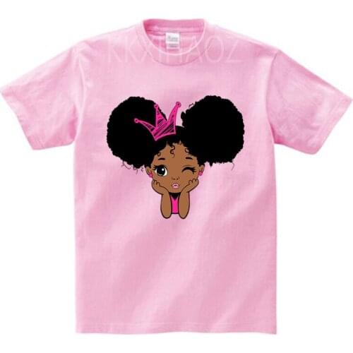 Summer Baby Clothing Girls Boys T-Shirts 1pcs African Curly Hair Print Short Sleeve Cotton Casual Fashion T Shirt Kids Tops Tee
