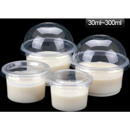 100pcs High quality round disposable pudding jelly yogurt ice cream salad cup varies capacity transparent plastic cups with lids