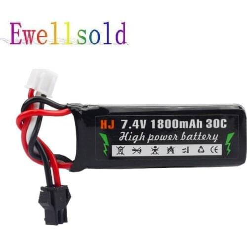 Ewellsold 7.4v 1800mAh Li-polymer battery 30C for Electric toys water gun 2pcs